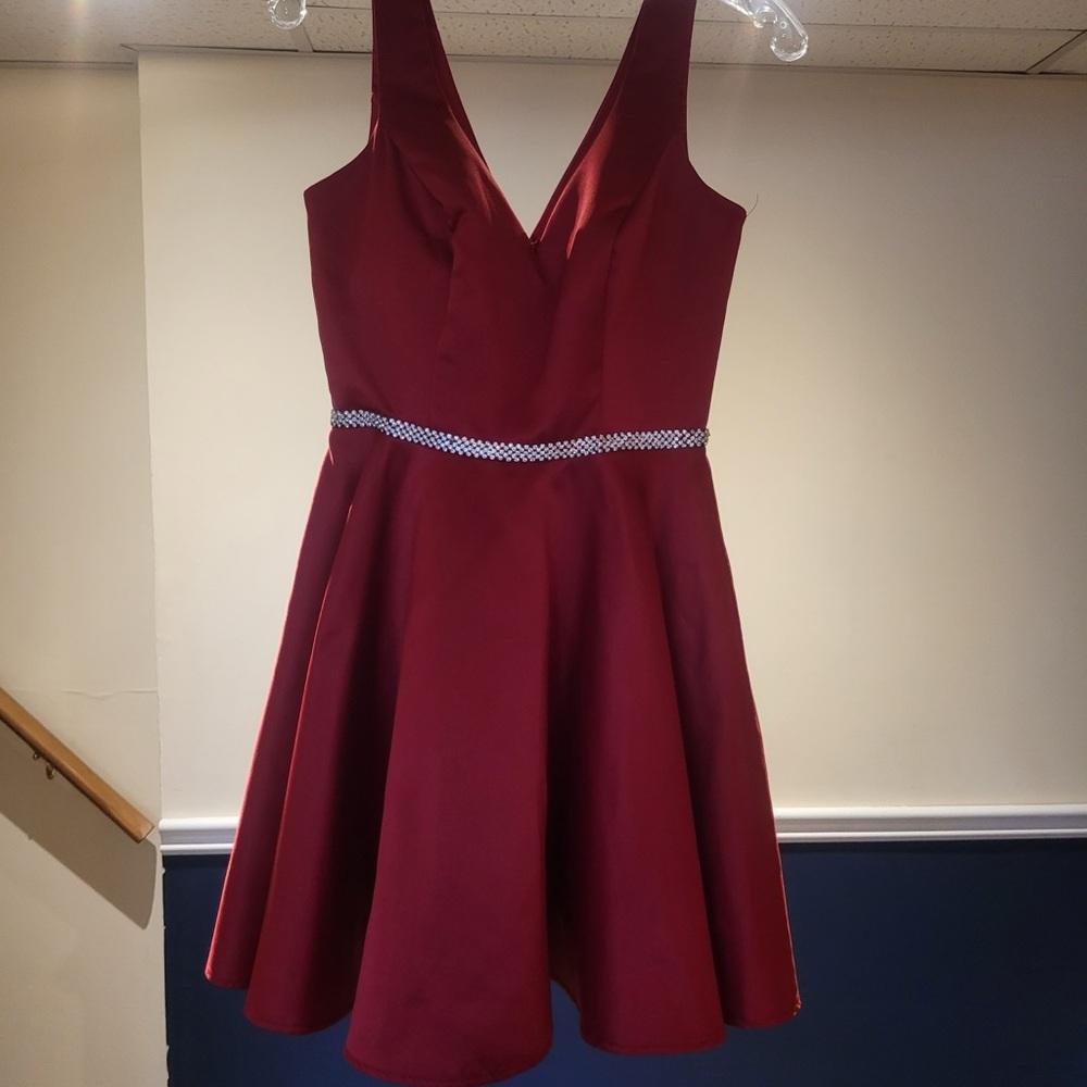 Dancing Queen Burgundy Mini Dress with Silver Accent